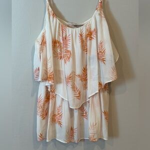 Forever 21 White Floral Lined Chiffon Like Ruffle Spaghetti Strap Top Y2k Small